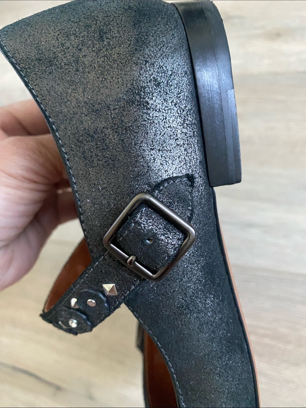 Coach Black Suede Mary Jane Flats with Embellished Strap - Picture 7 of 11